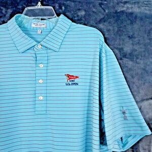 ⛳Peter Millar LACC US OPEN TROPHY FLAG GOLF Men's XL Blue Striped  Polo Shirt